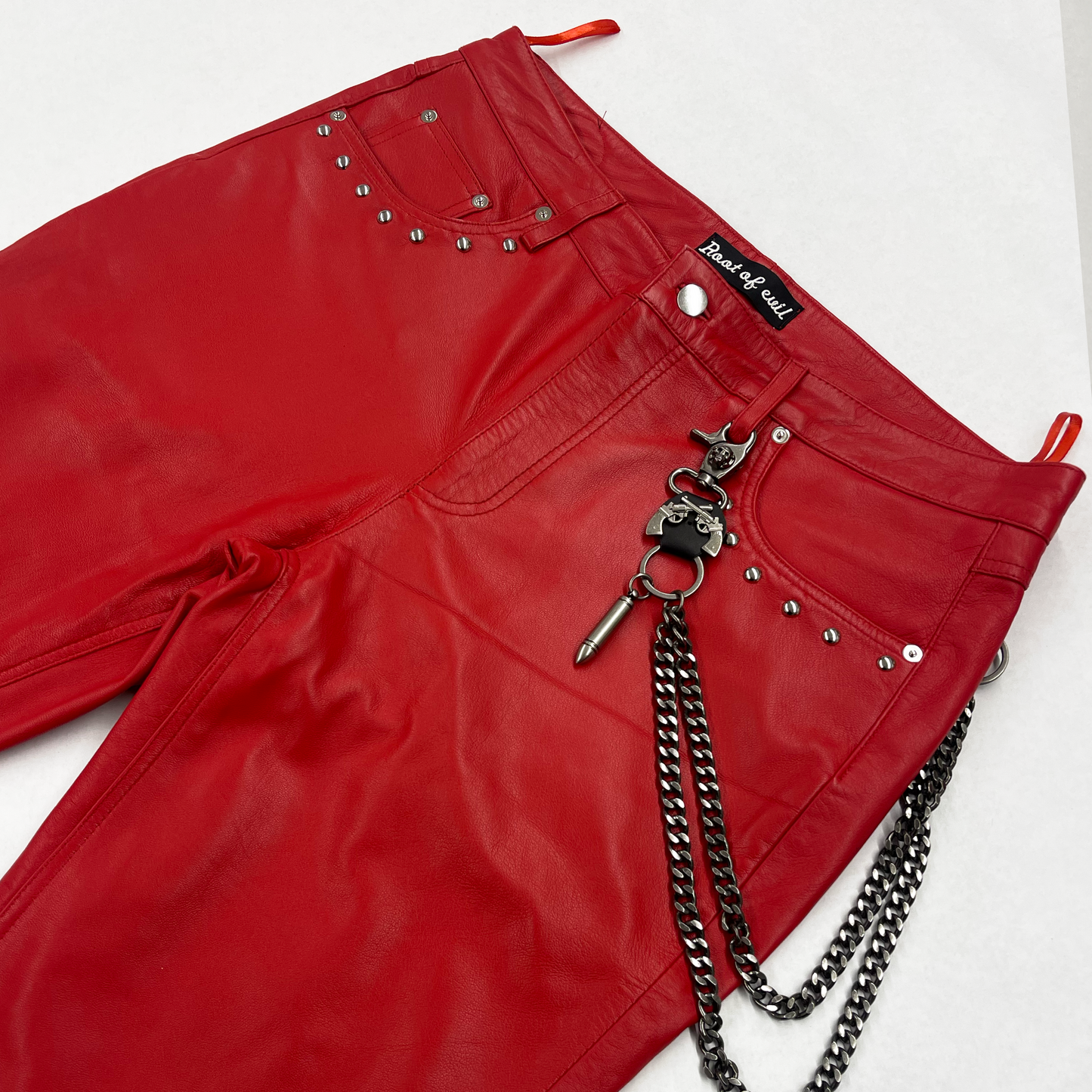 ROOT OF EVIL BLACK "RED" LEATHER PANTS