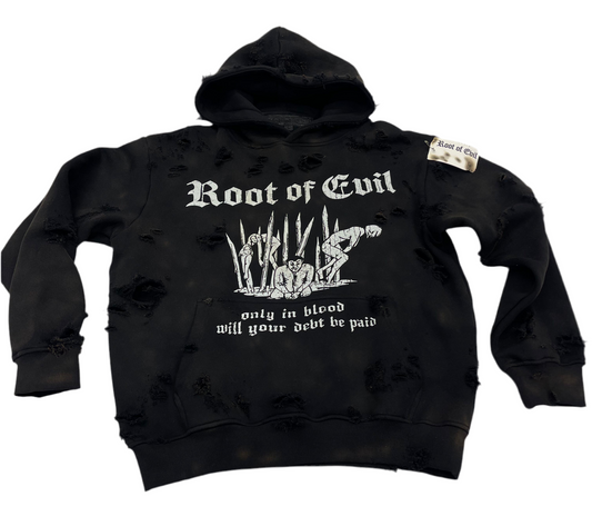 Debt Paid in Blood distressed hoodie