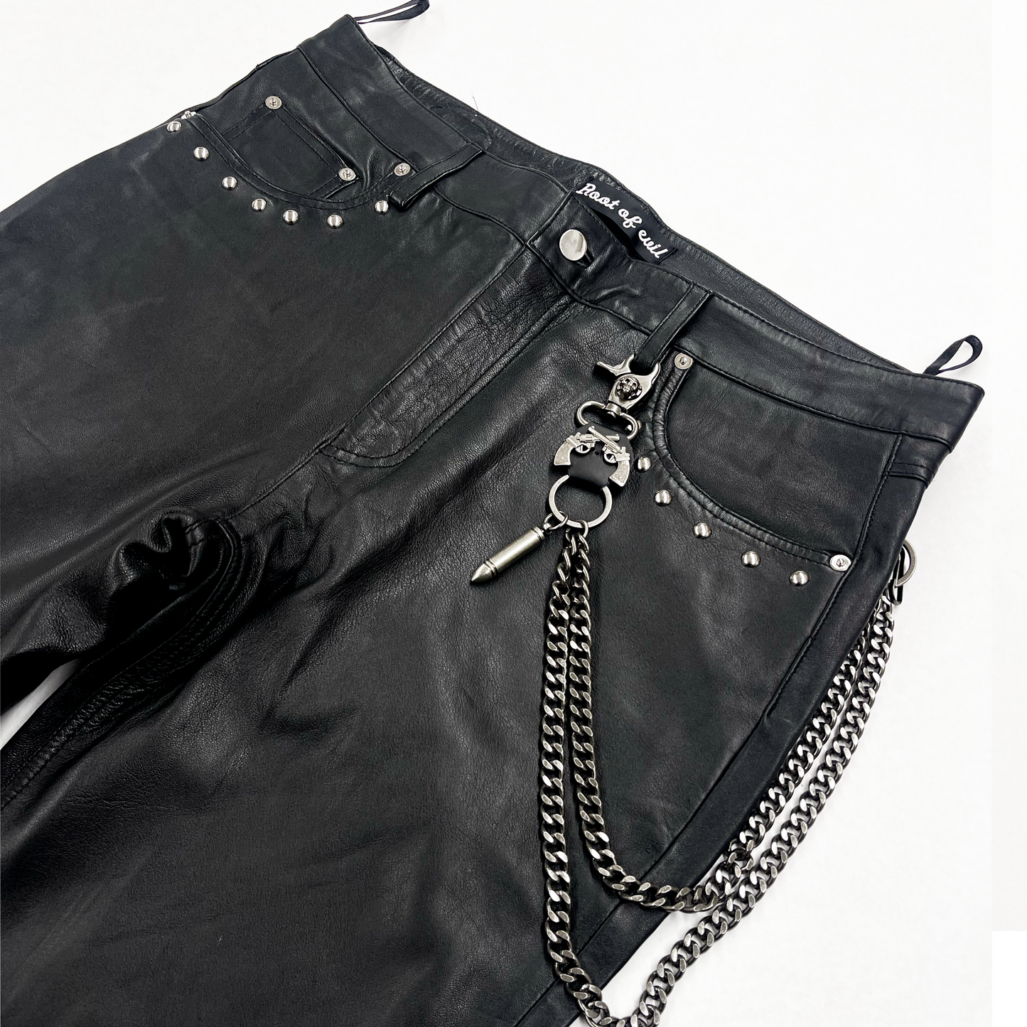 ROOT OF EVIL BLACK "SIGNATURE" LEATHER PANTS
