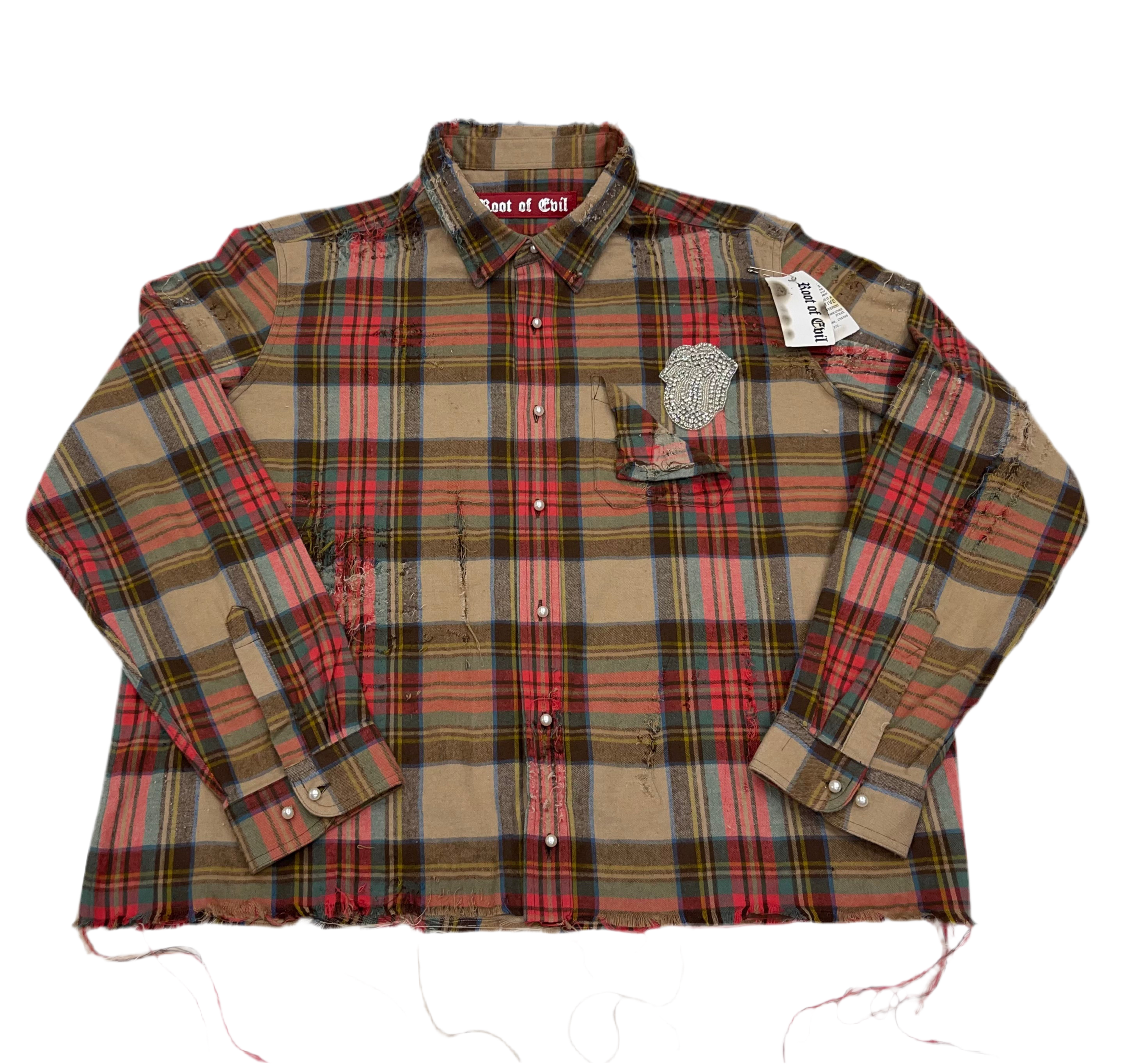 Root of evil distressed flannel