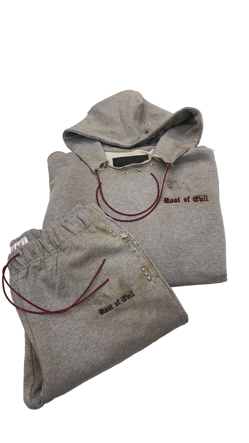 ROOT OF EVIL “Burnt Grey” Distressed Sweatsuit