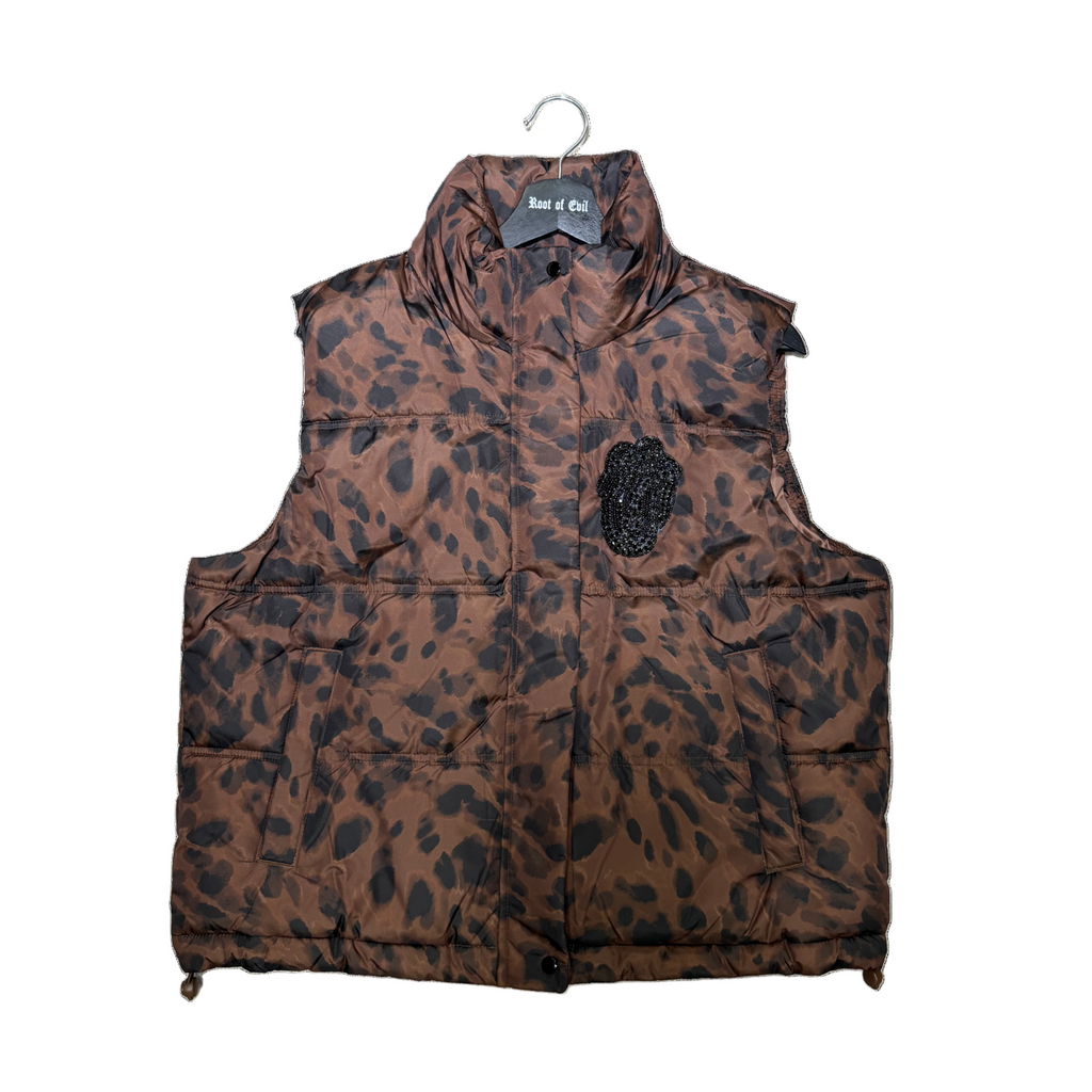 brown leopard vest