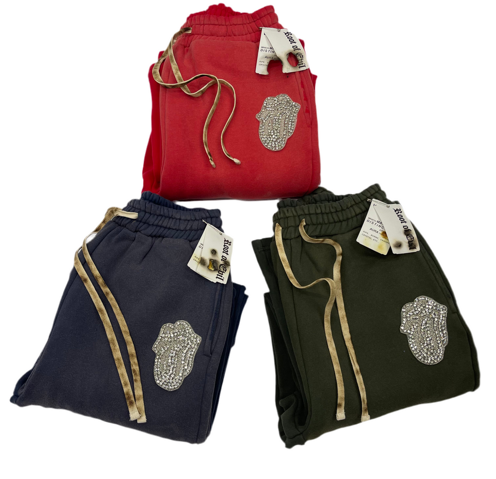 flare joggers silver stone patch