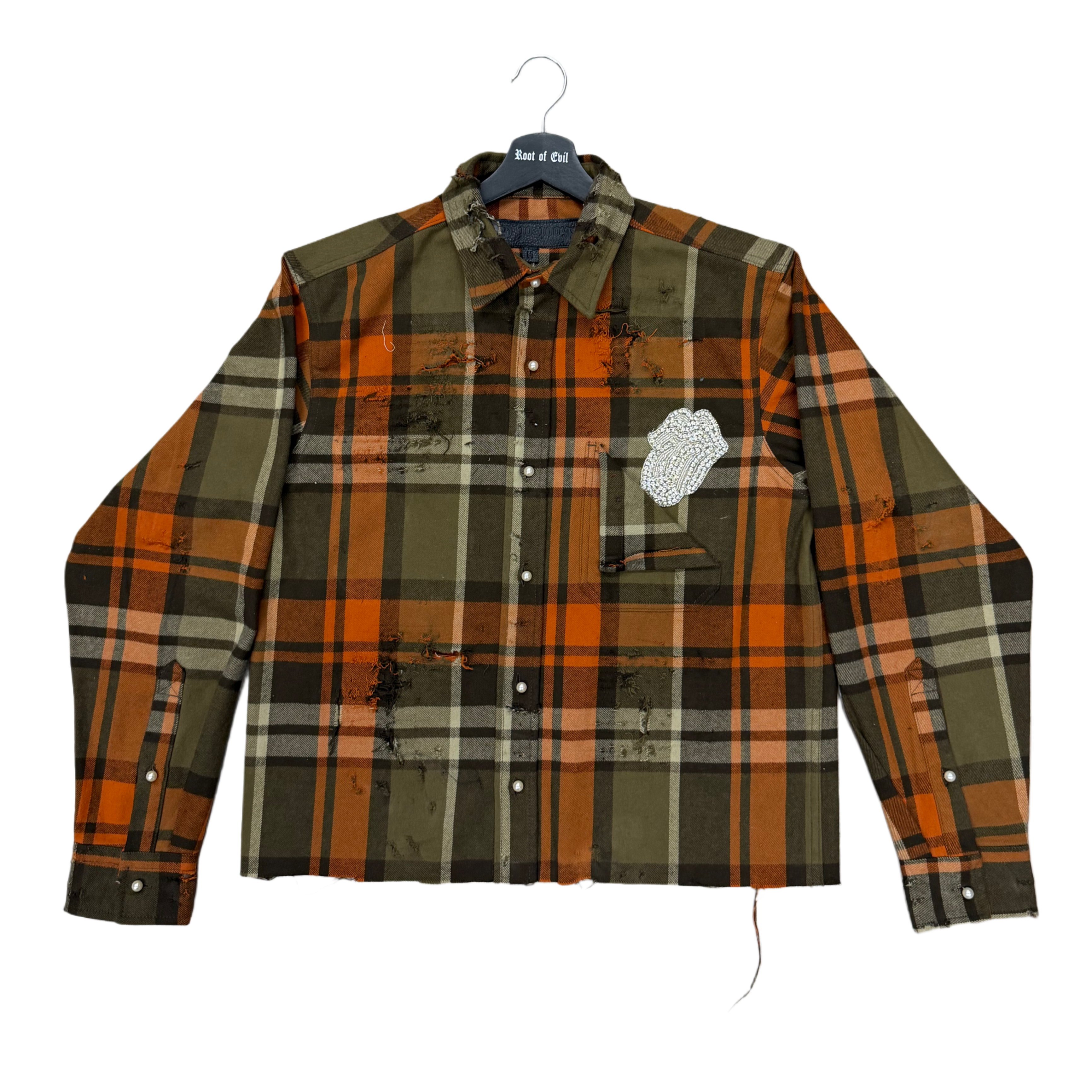 Root of evil distressed flannel