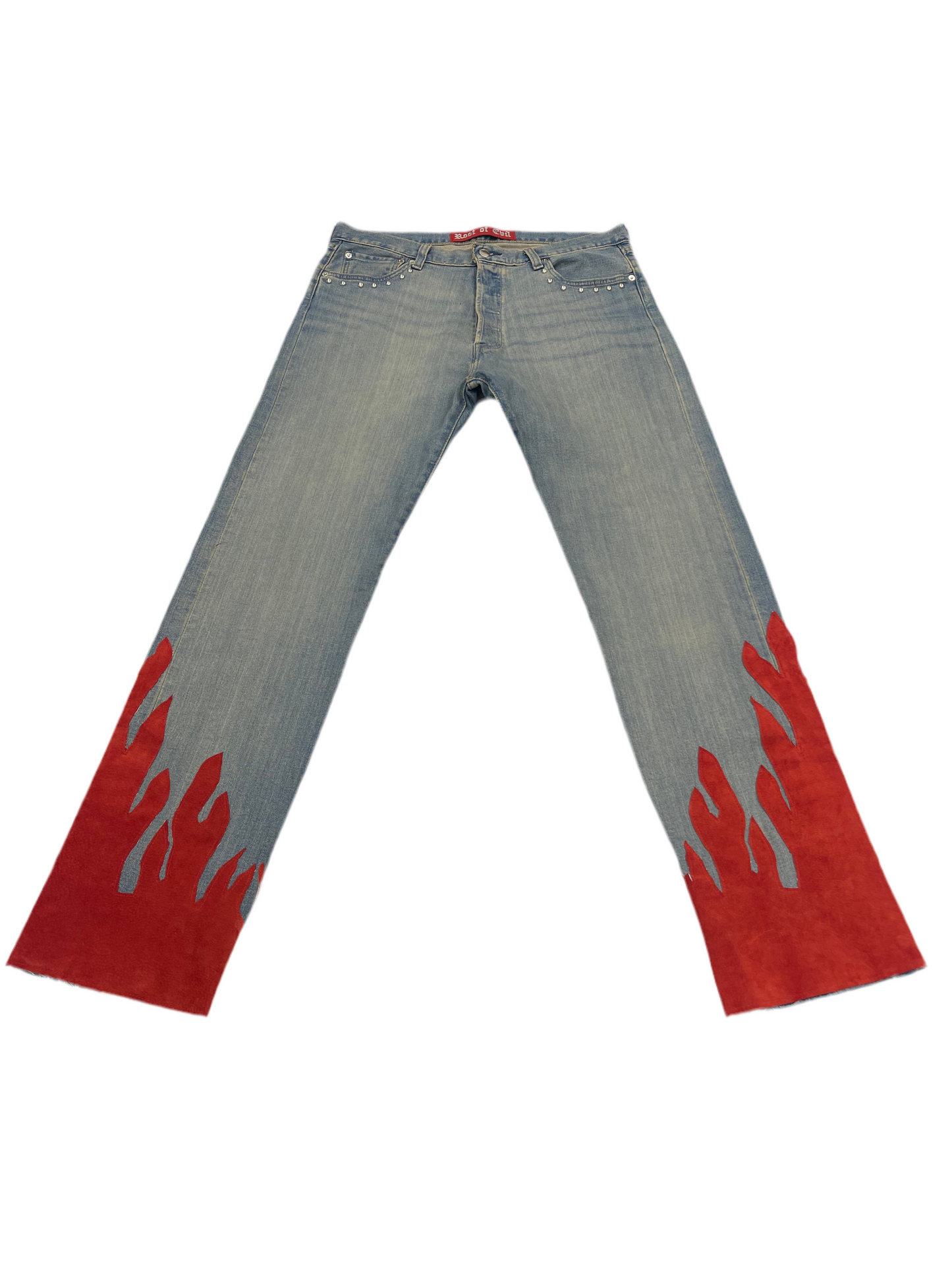 Suede flames denim