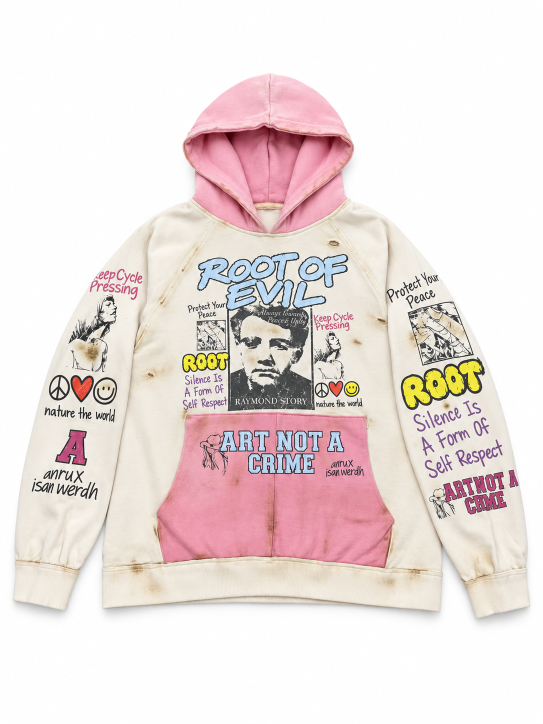 ROE “ART NOT A CRIME” DISTRESSED HOODIE