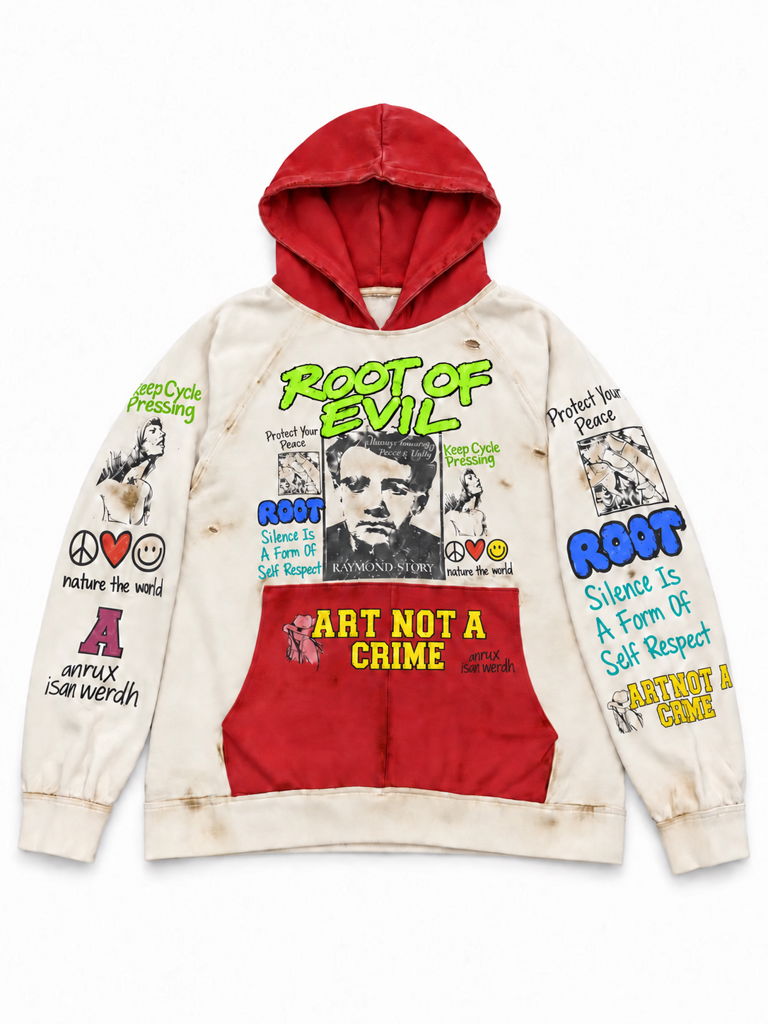 ROE “ART NOT A CRIME” DISTRESSED HOODIE
