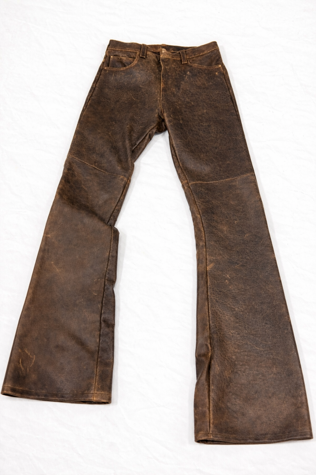 ROOT OF EVIL  brown Antique  slim - fit flared leather trousers