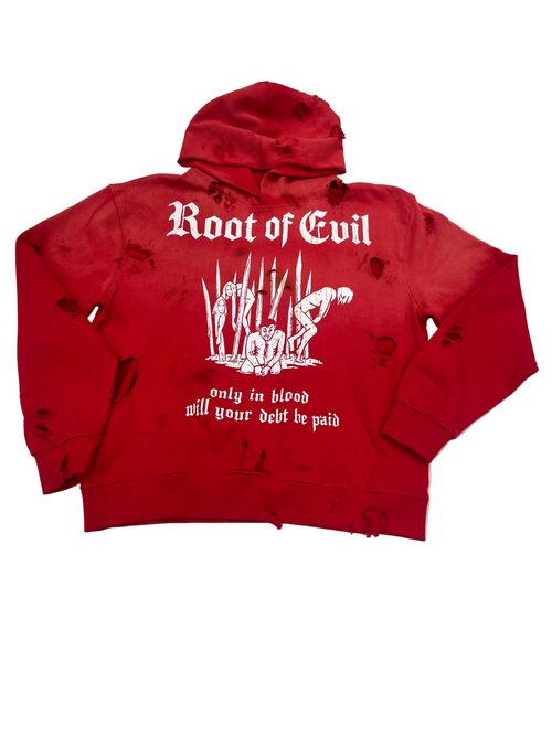 Debt Paid in Blood distressed hoodie