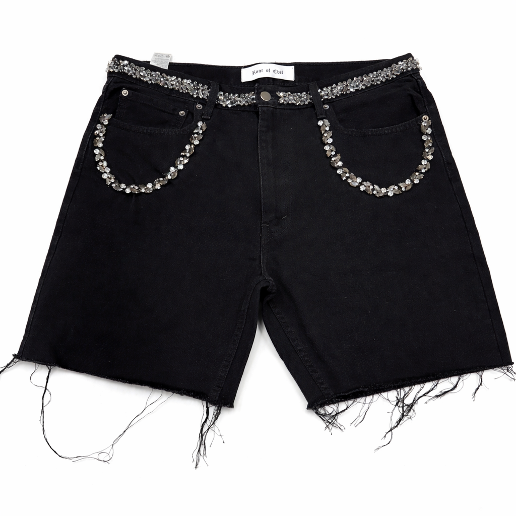 Crushed black ice jean shorts